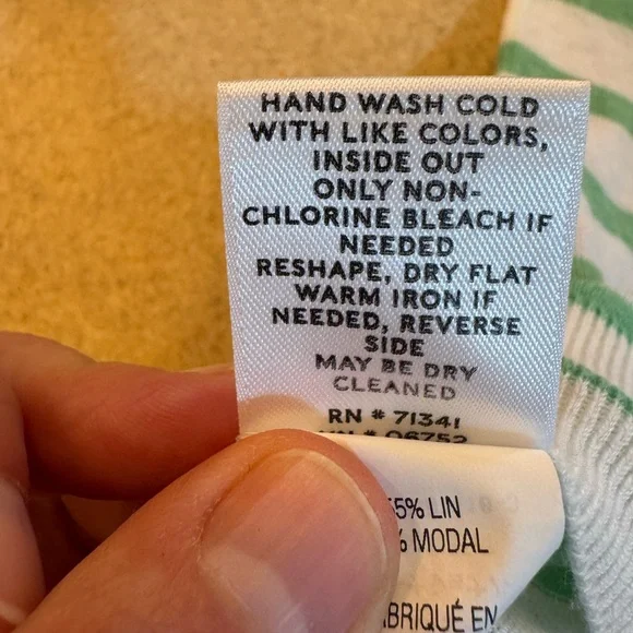 L.L. Bean Mint and White Striped Scoop Neck Sweater - Picture 5 of 8